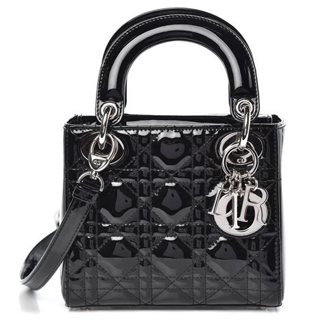 mini lady dior patent black|Lady Dior handbags.